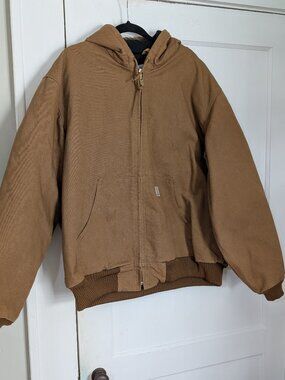 Carhartt Jacket Men's XL Brown J40BRN Hooded Insulated Canvas Firm Duck Active